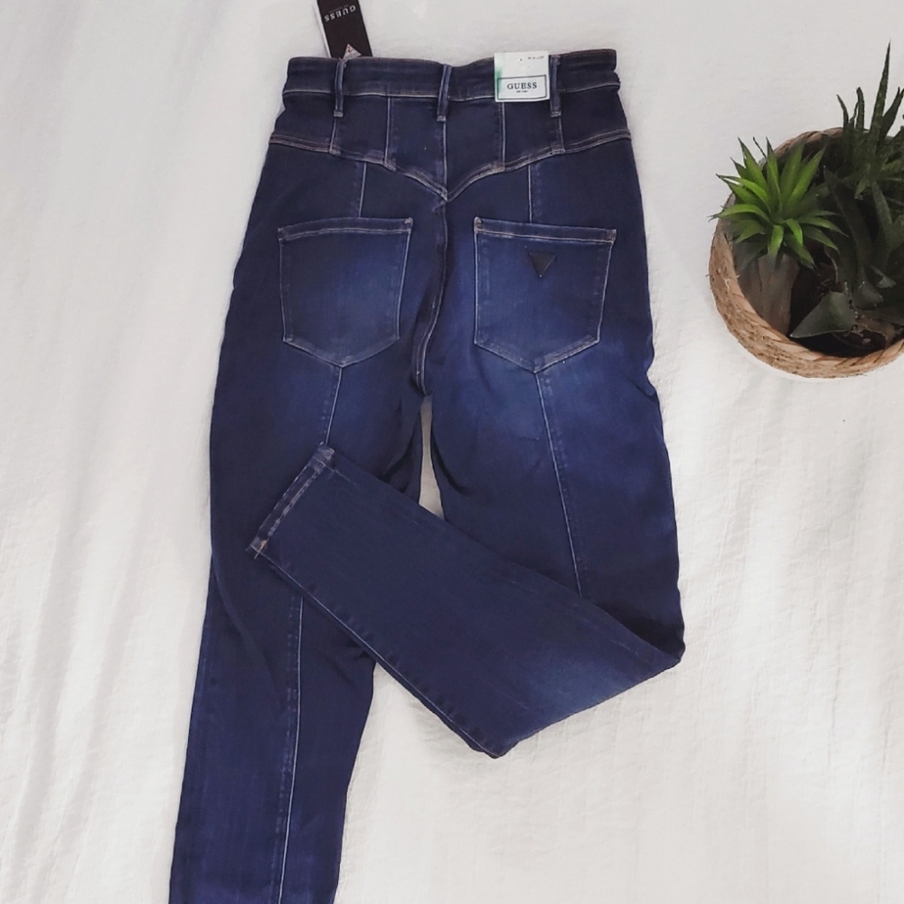 GUESS Jeanologia Retro High Rise Bootie Yoke Blue Jeans NWT